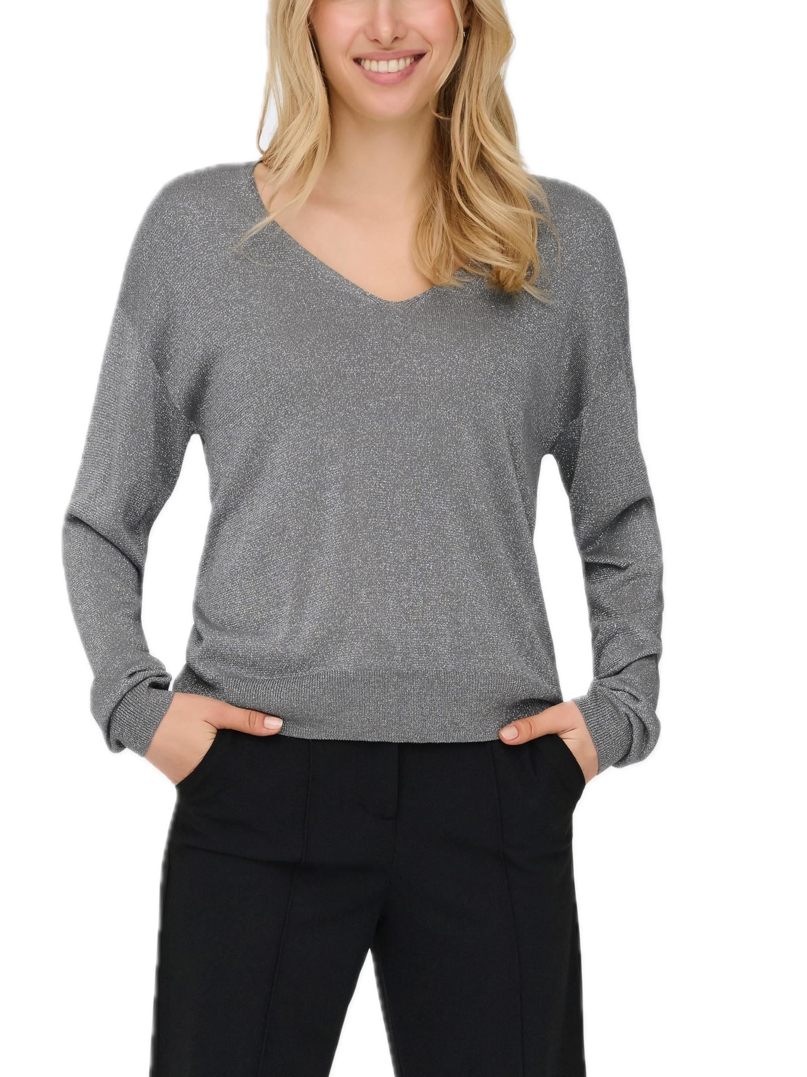 Maglia Jacqueline De Yong Bodilla Grigio scollo a V 15355560 /December Sky JDY 