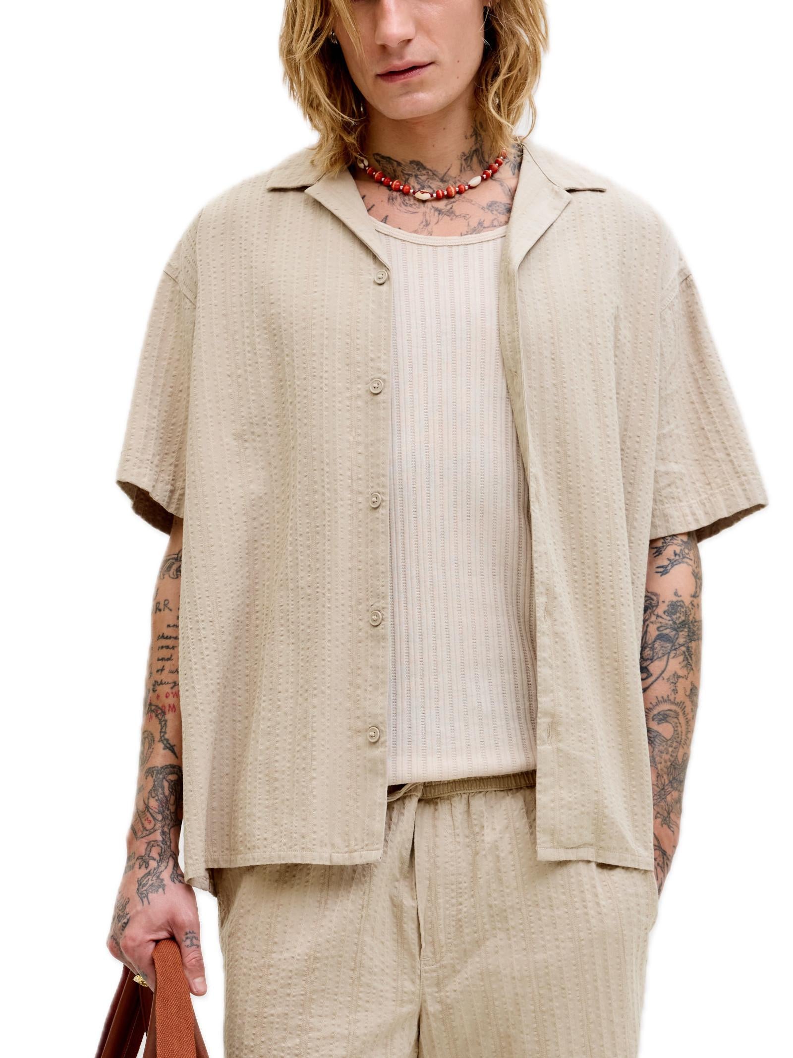 Camicia Jack & Jones Beige Tyson manica corta 12289457 /String JACK & JONES 