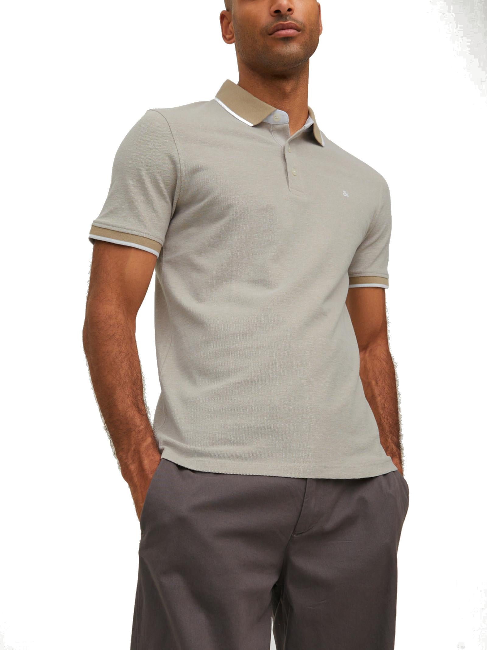 Polo Jack & Jones Paulos Beige slim fit in piquet 12136668 /Crockery JACK & JONES 