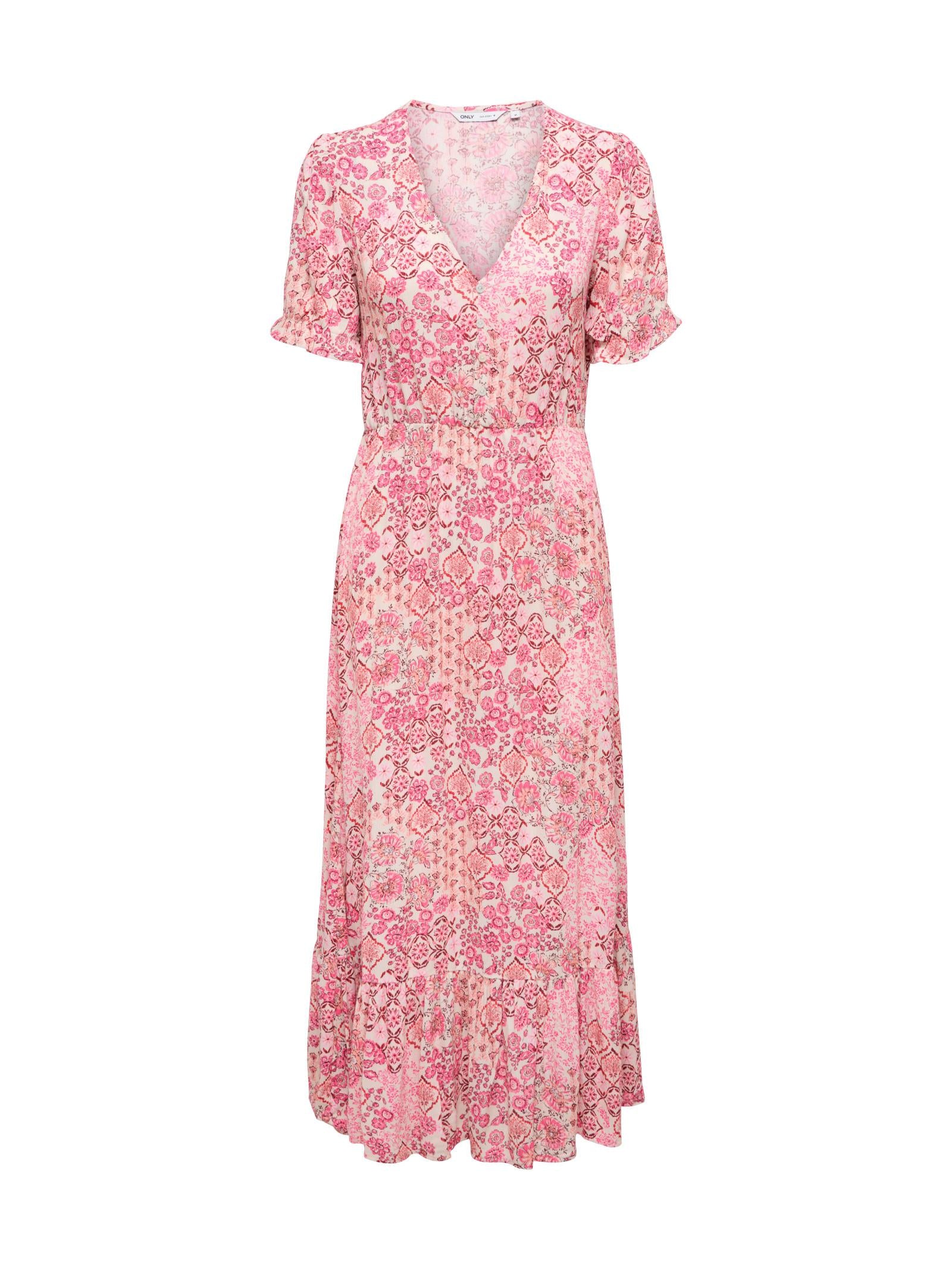 Abito Only Rosa Chianti scollo a V 15270519 /Marshmallow ONLY 