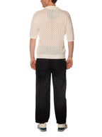 Polo Block Eleven Panna in maglia con buchi 03LD128 PANNA BLOCK ELEVEN 