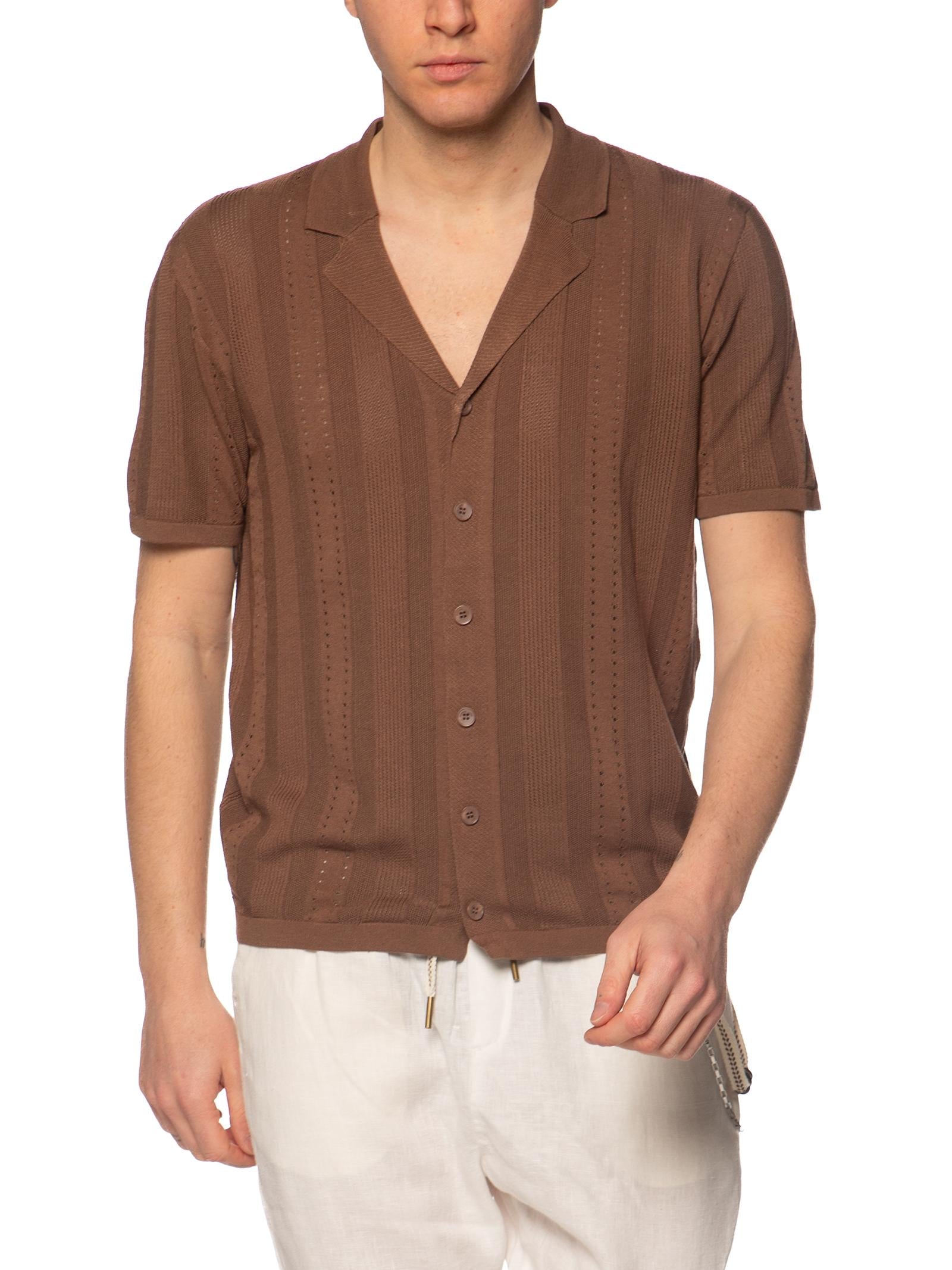 Camicia Gianni Lupo Tabacco in maglia maniche corte GL33763 TABACCO GIANNI LUPO 