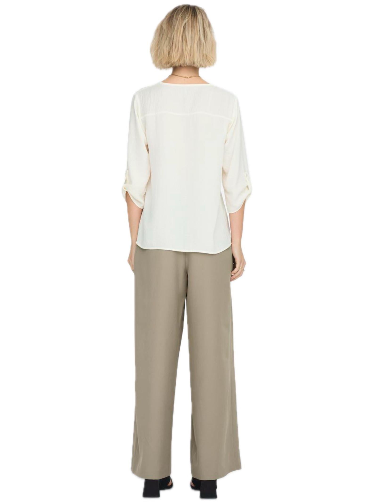 Blusa Jacqueline De Yong Bianco Diva scollo a V 15226911 /Cloud Dancer JDY 