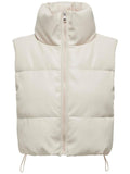 Gilet Donna beige collo alto