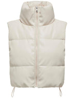 Gilet Donna beige collo alto