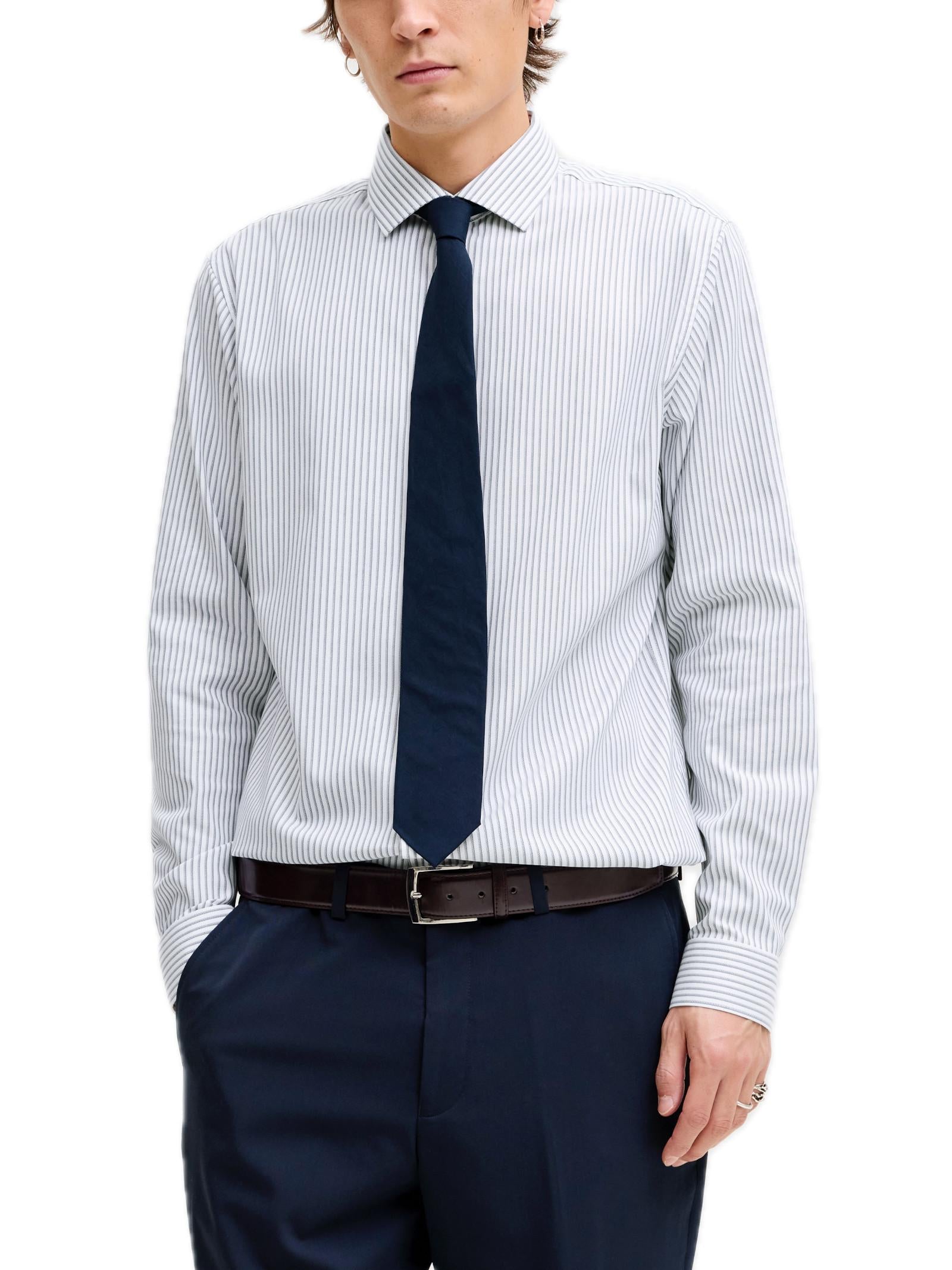 Camicia Jack & Jones Parker Bianco Blu No Stiro 12227385 /Faded Denim JACK & JONES 