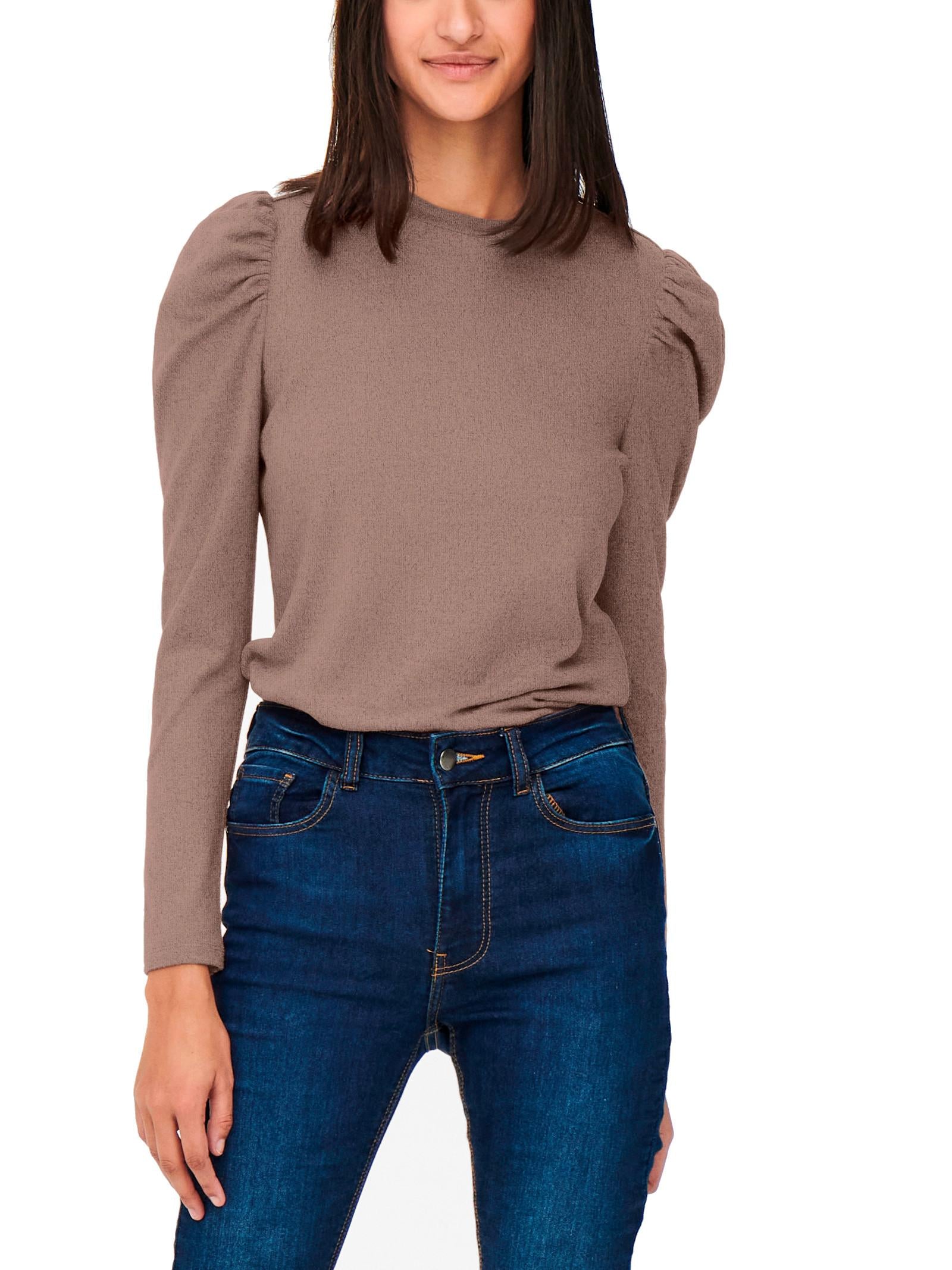 Maglia Jacqueline De Yong Tonsy Marrone con spalle a sbuffo<BR/> 15217180 /Fossil JDY 