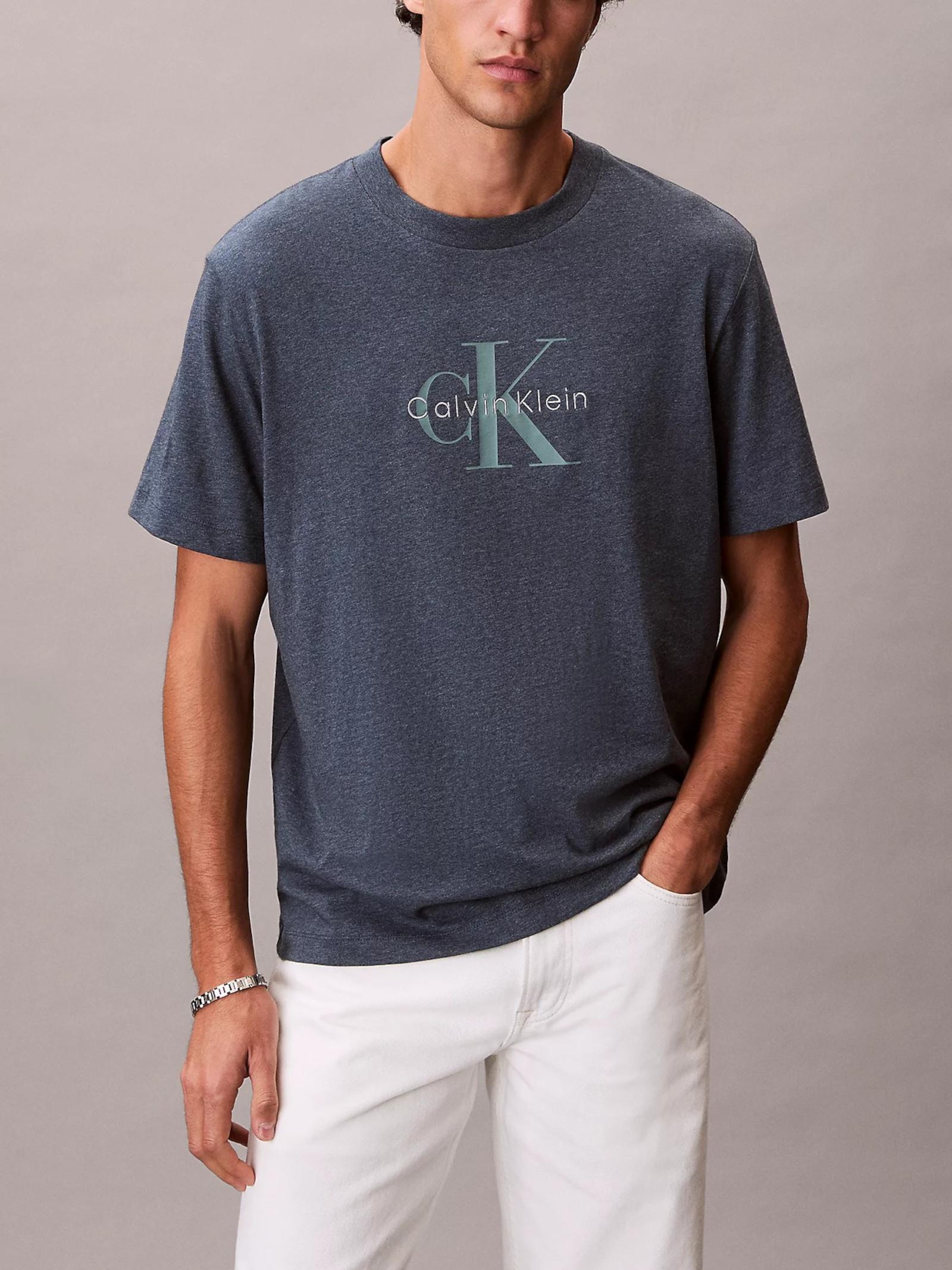 T-shirt Calvin Klein Blu polvere Monologo LV04RB862G R9F CALVIN KLEIN 