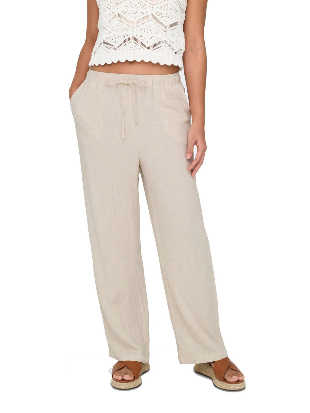 Pantalone Only Siesta Beige in lino 15322263 /Moonbeam ONLY 