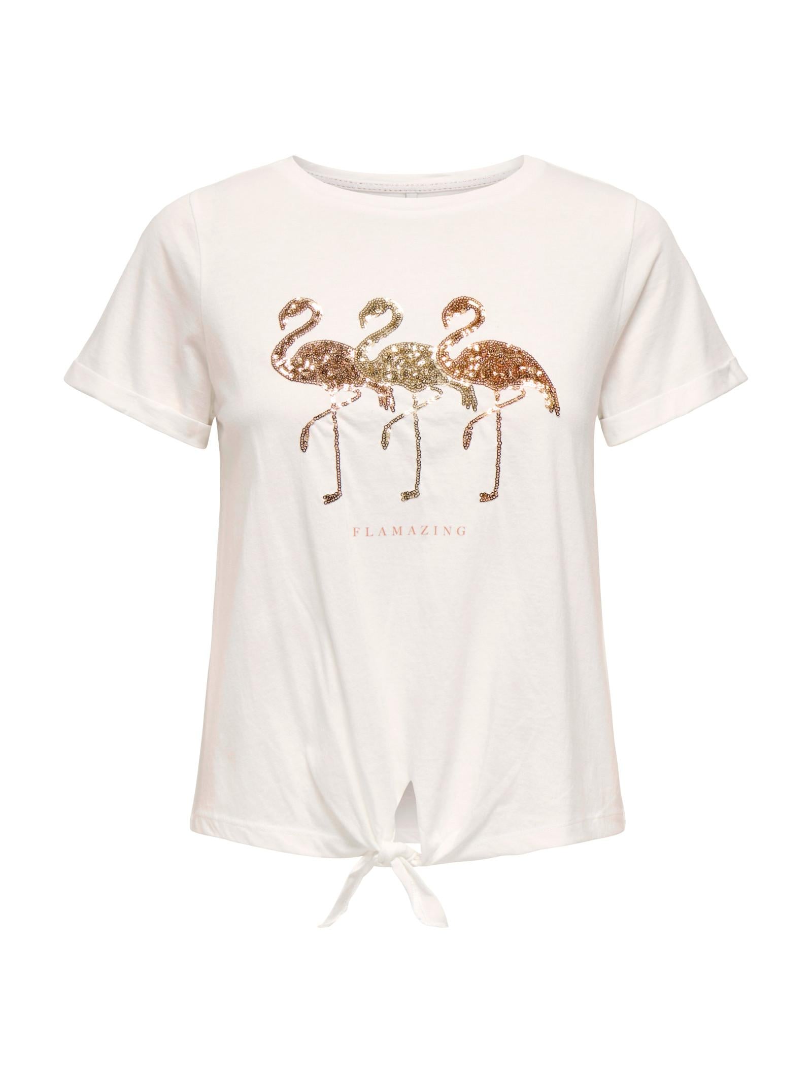 T-shirt Only Bianco Dora fenicottero 15346678 /Cloud Dancer ONLY 