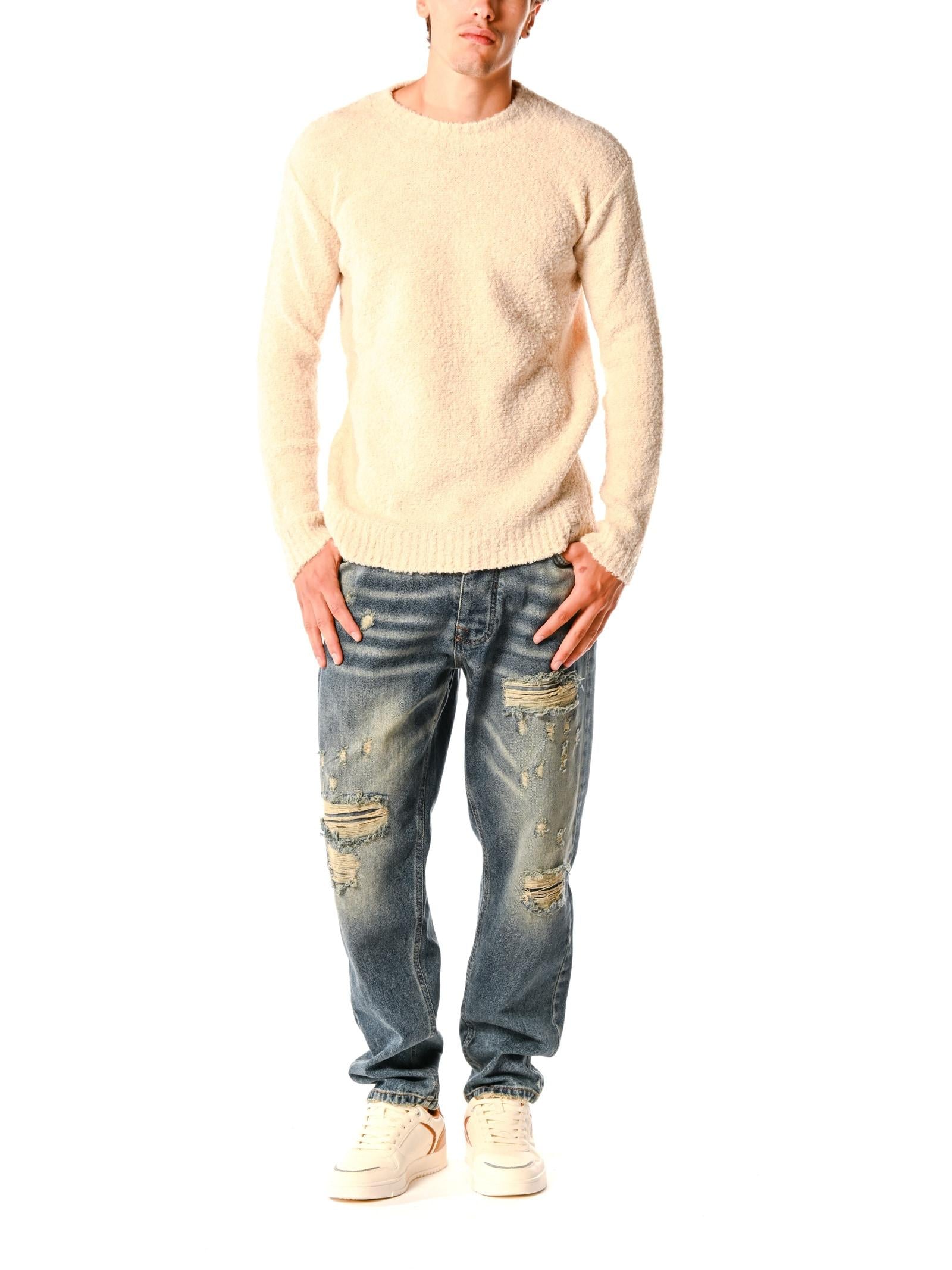 Maglia Block Eleven Ecru in bouclè 13BITETTO ECRU BLOCK ELEVEN 