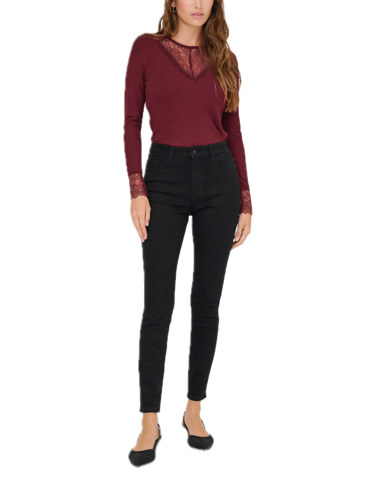 T-shirt Jacqueline De Yong Roxy Bordeaux pizzo 15317464 /Cabernet JDY 