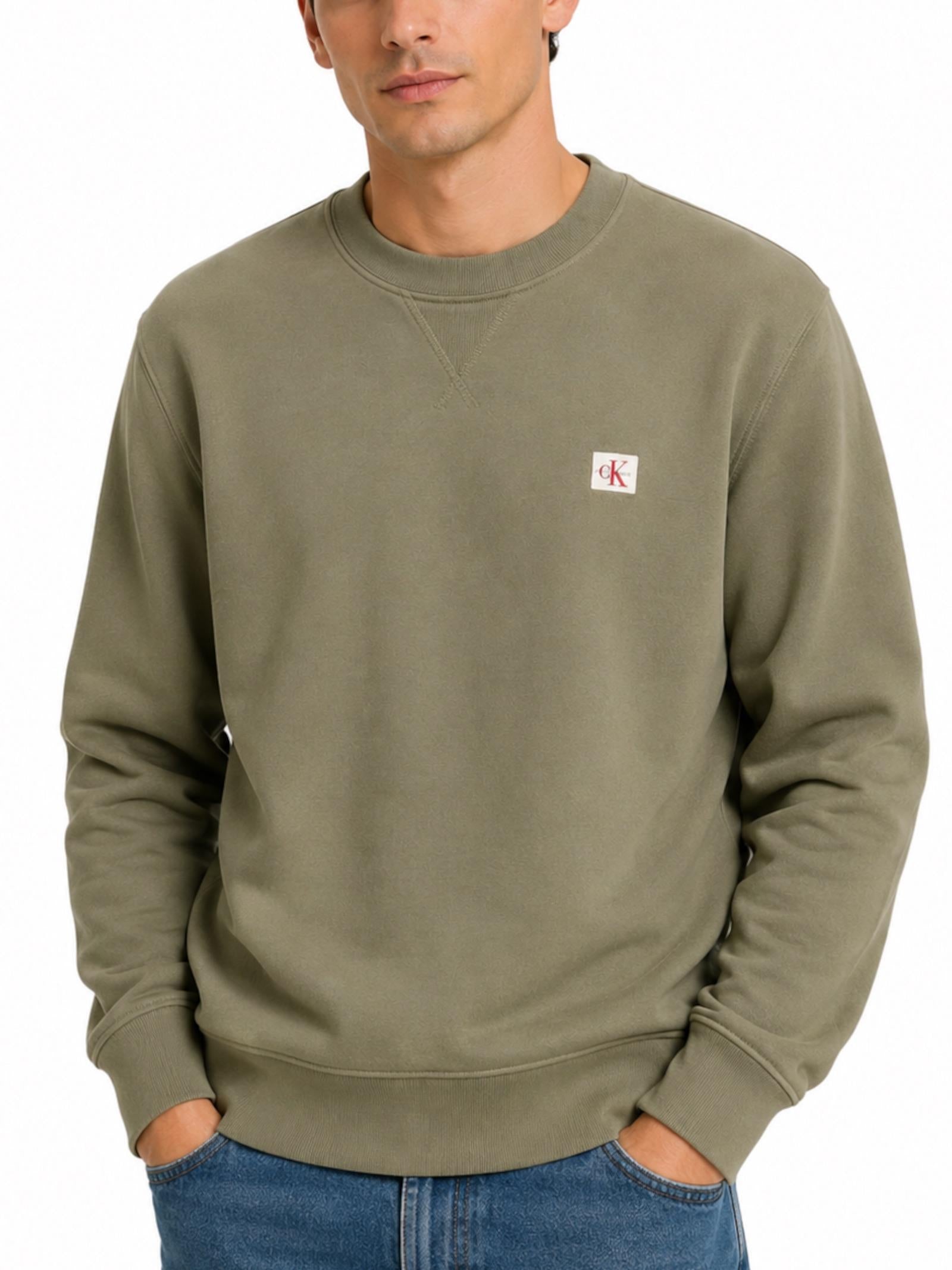 Felpa Calvin Klein badge Verde con logo LV04RG268G LDY CALVIN KLEIN 
