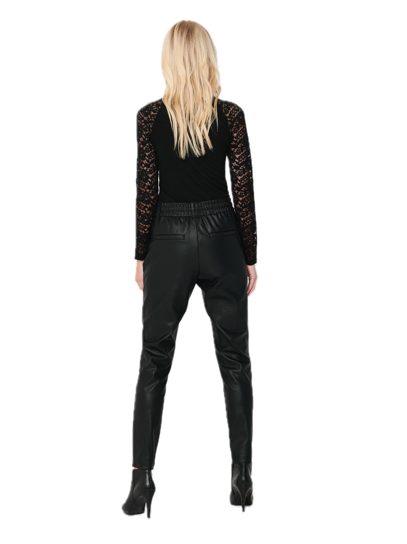 Pantalone Only Poptrash Nero con elastico in vita in ecopelle 15216199 /Black ONLY 