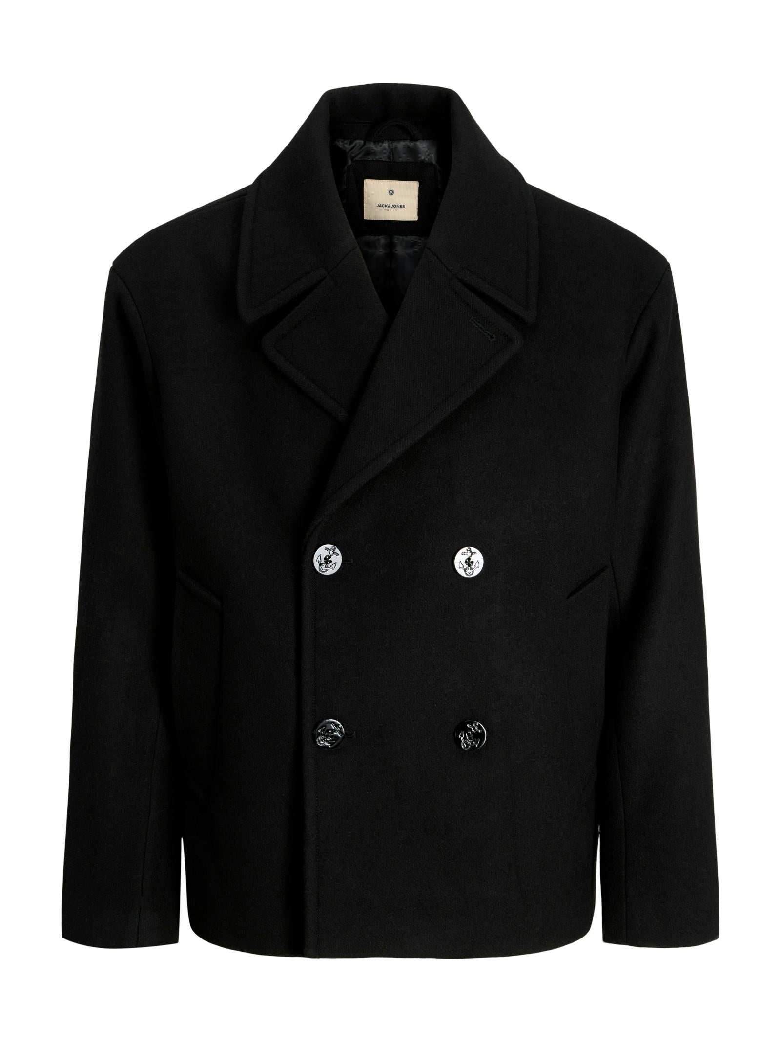 Cappotto Jack & Jones Asher Nero in lana 12282058 /Black JACK & JONES 