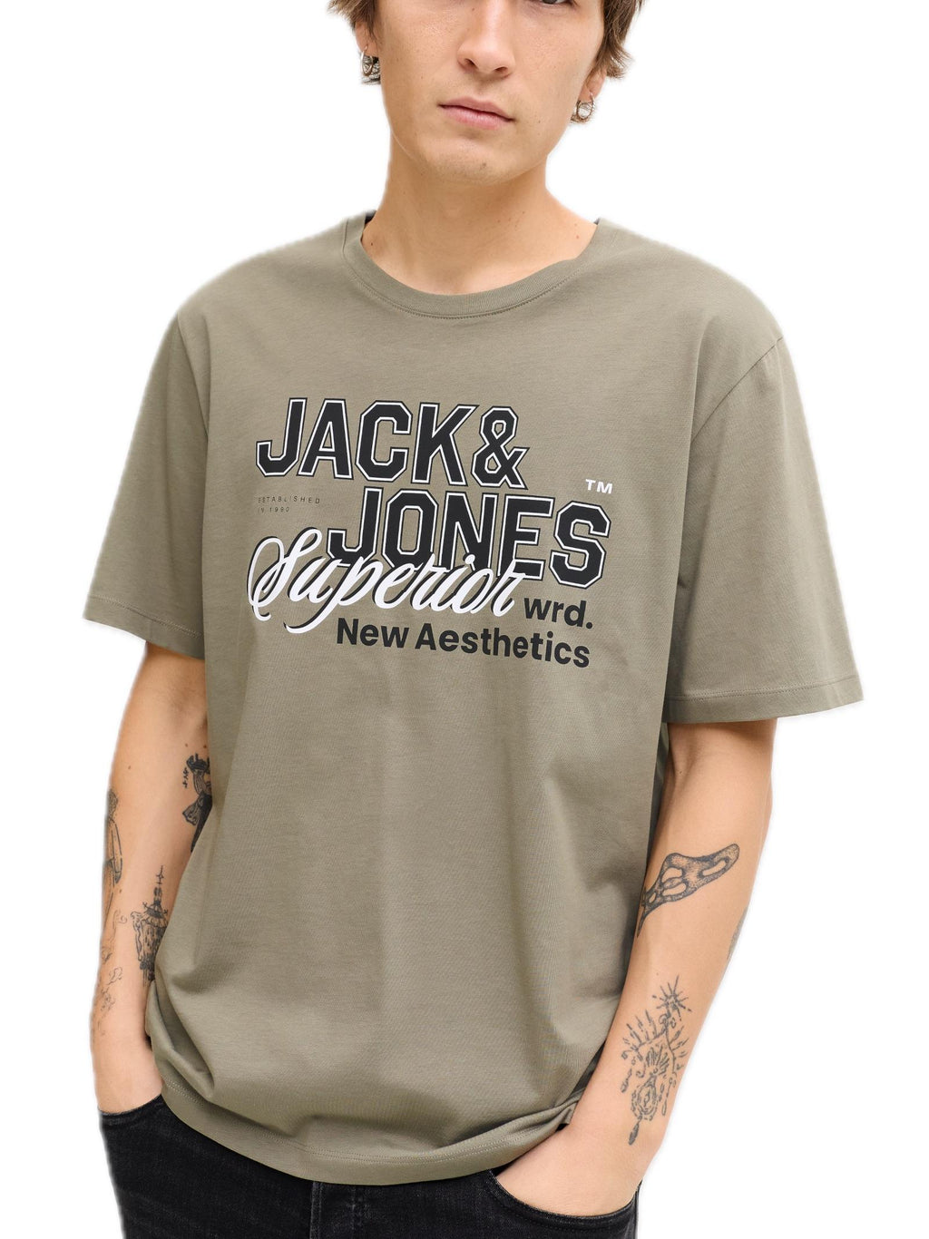 T-shirt Jack & Jones Verde Logo con stampa 12288016 /Vetiver JACK & JONES 