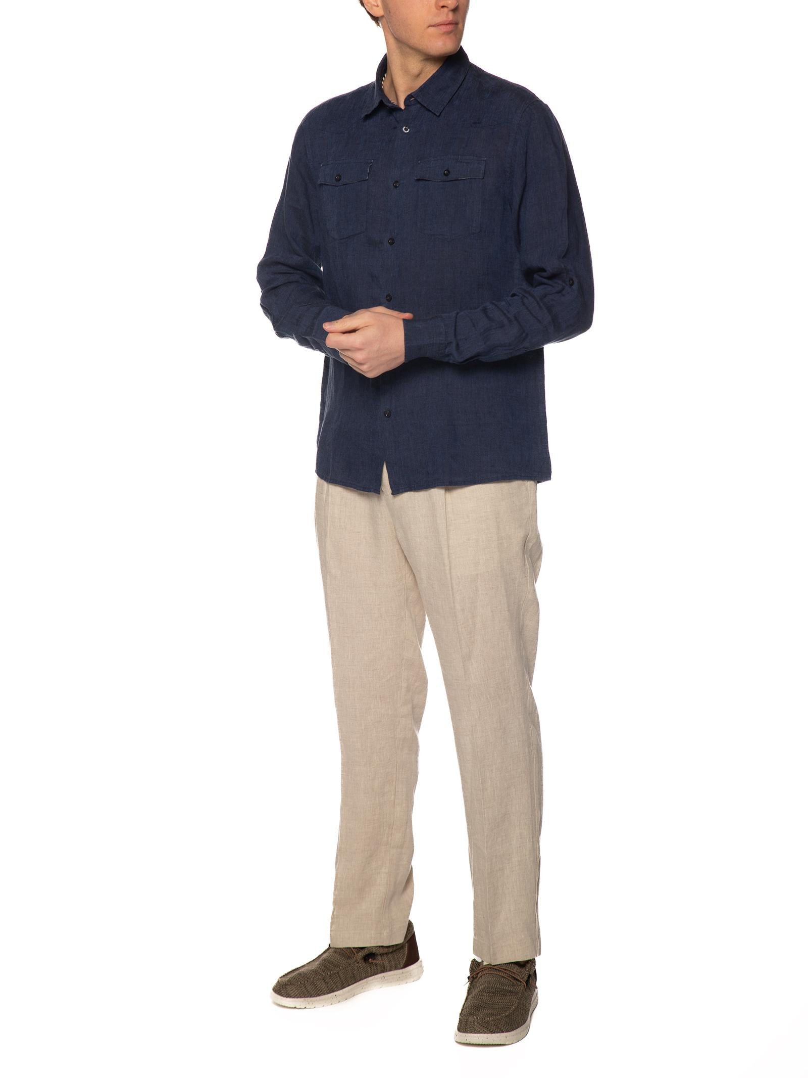 Camicia Seinse Blu in lino western CE1096 BLU SEINSE 