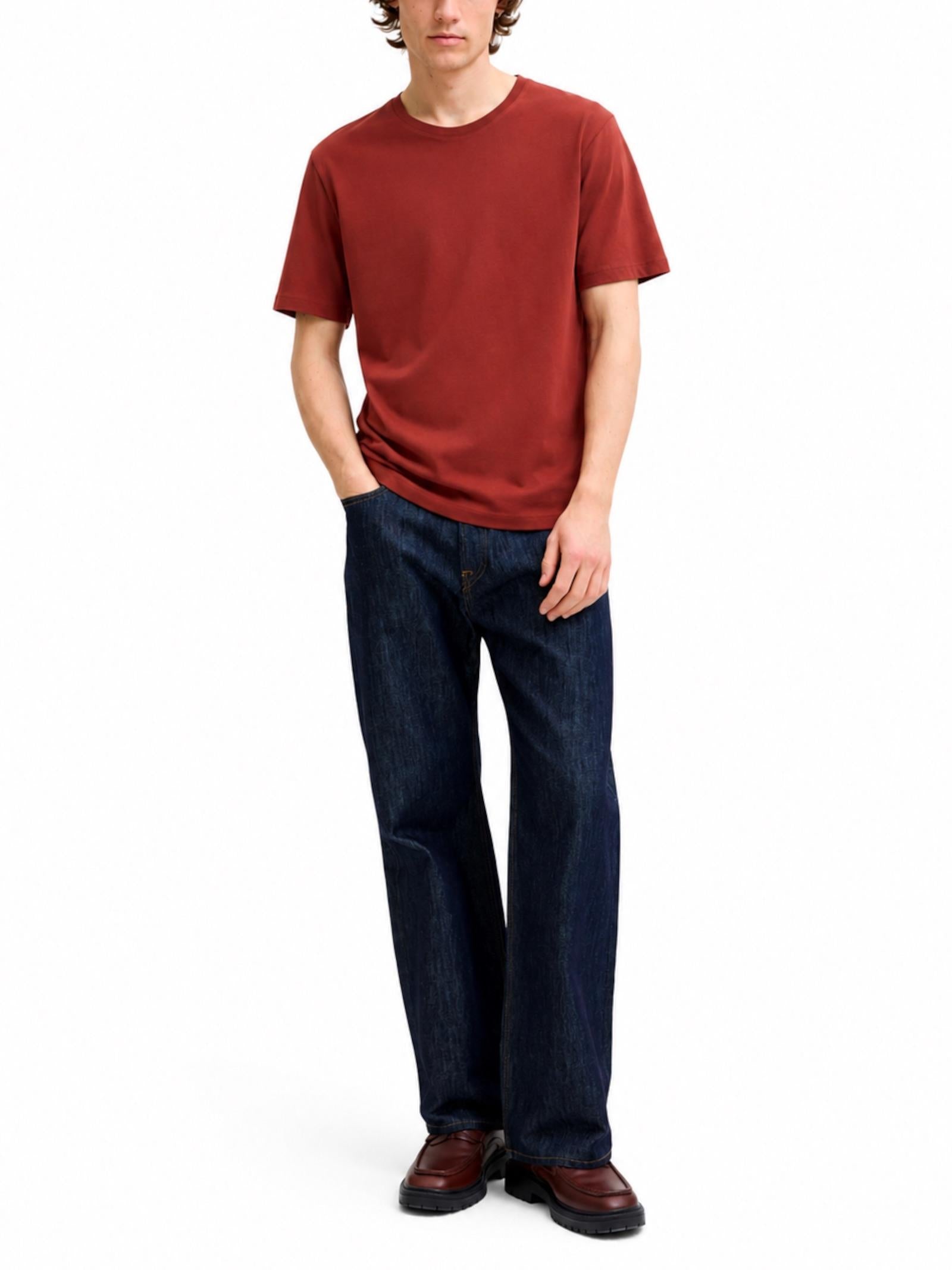 T-shir Jack & Jones Organic Mattone a maniche corte basic 12156101 /Fired Brick JACK & JONES 