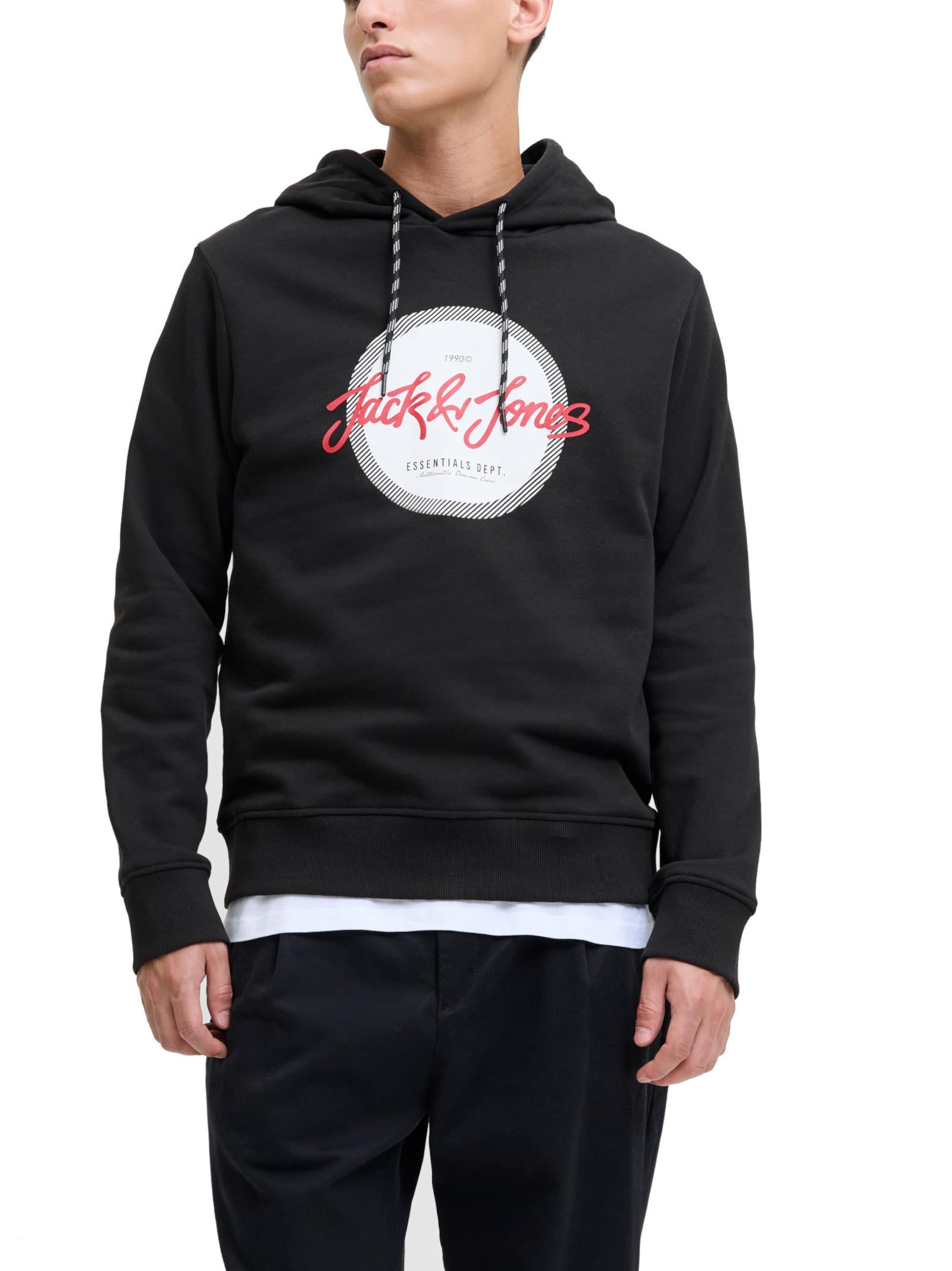 Felpa Jack & Jones Urban Nero cappuccio 12279115 /Black JACK & JONES 