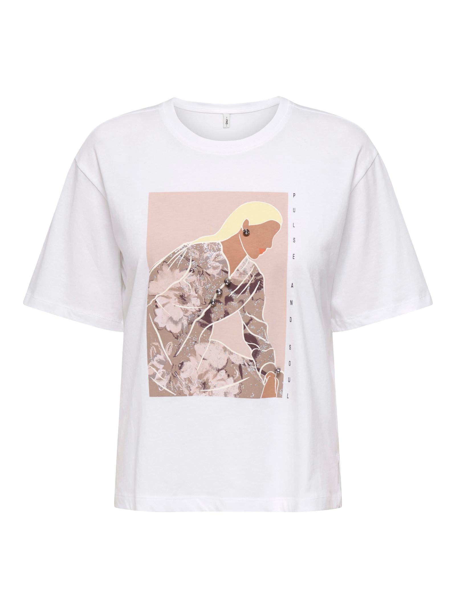 T-shirt Only Bianco Susan stampa 15372179 /Pulse Bright White ONLY 