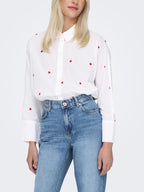 Camicia Only Bianco Lina polsini ampi 15283743 /Heart Bright ONLY 