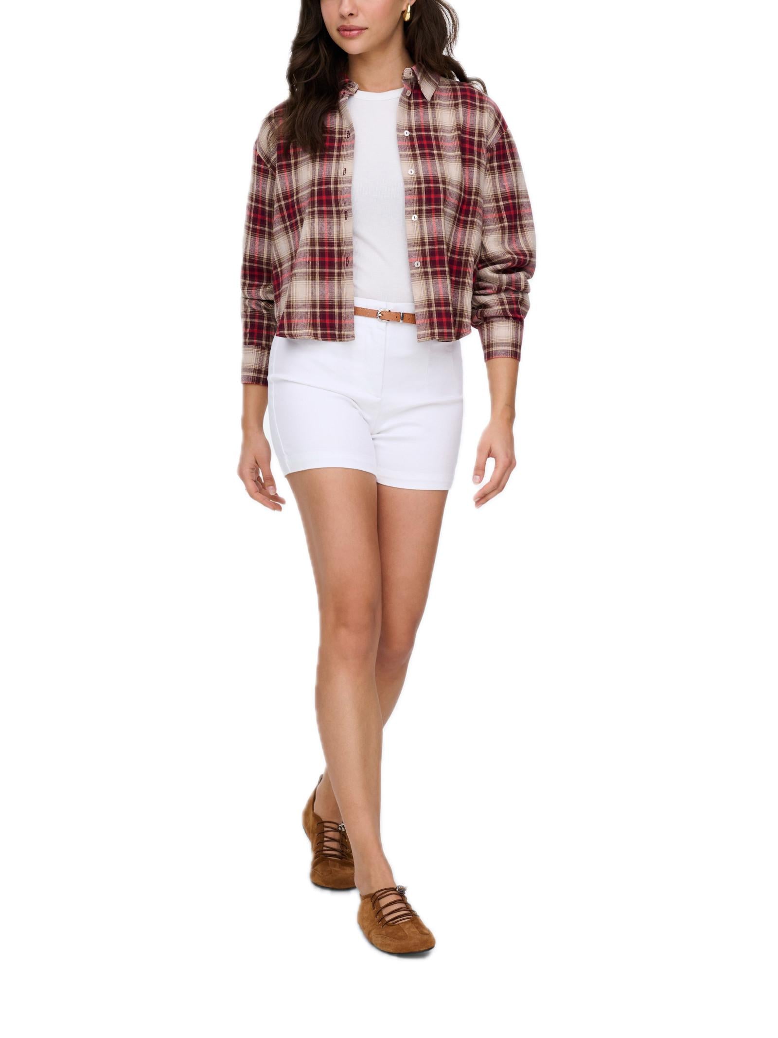 Shorts Only Bianco Martina Regular con cinturino 15372357 /White Denim ONLY 