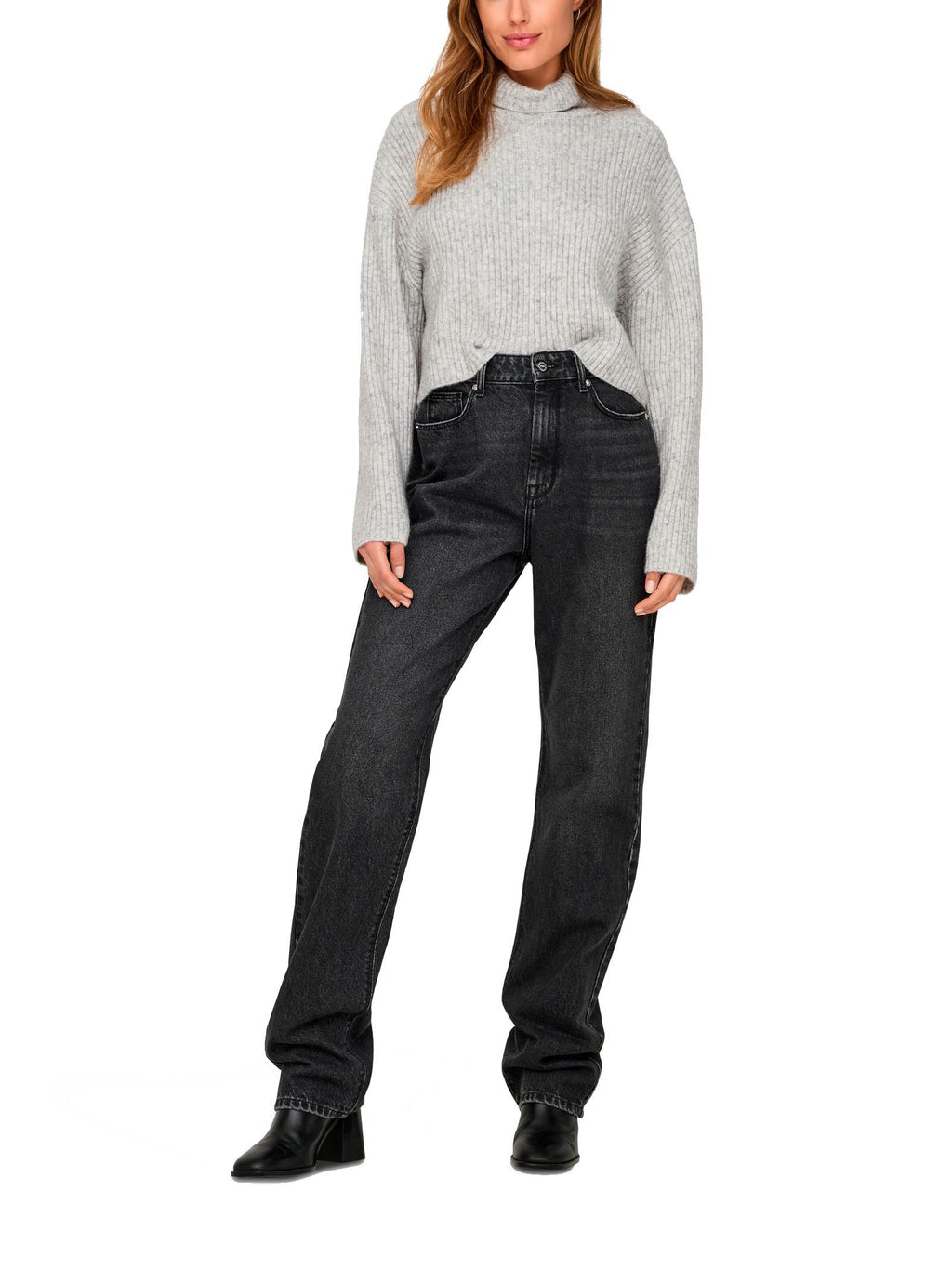 Maglia Only Melanie Grigio con collo alto 15321177 /Light Grey Melange ONLY 