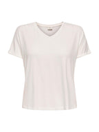 T-shirt JDY Sissy Bianco con scollo a V 15364526 /Cloud Dancer JDY 