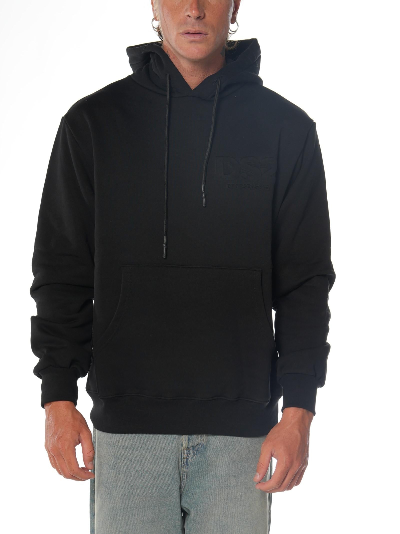 Felpa DS2 Nero cappuccio e stampa in rilievo FW25285 NERO DS2 