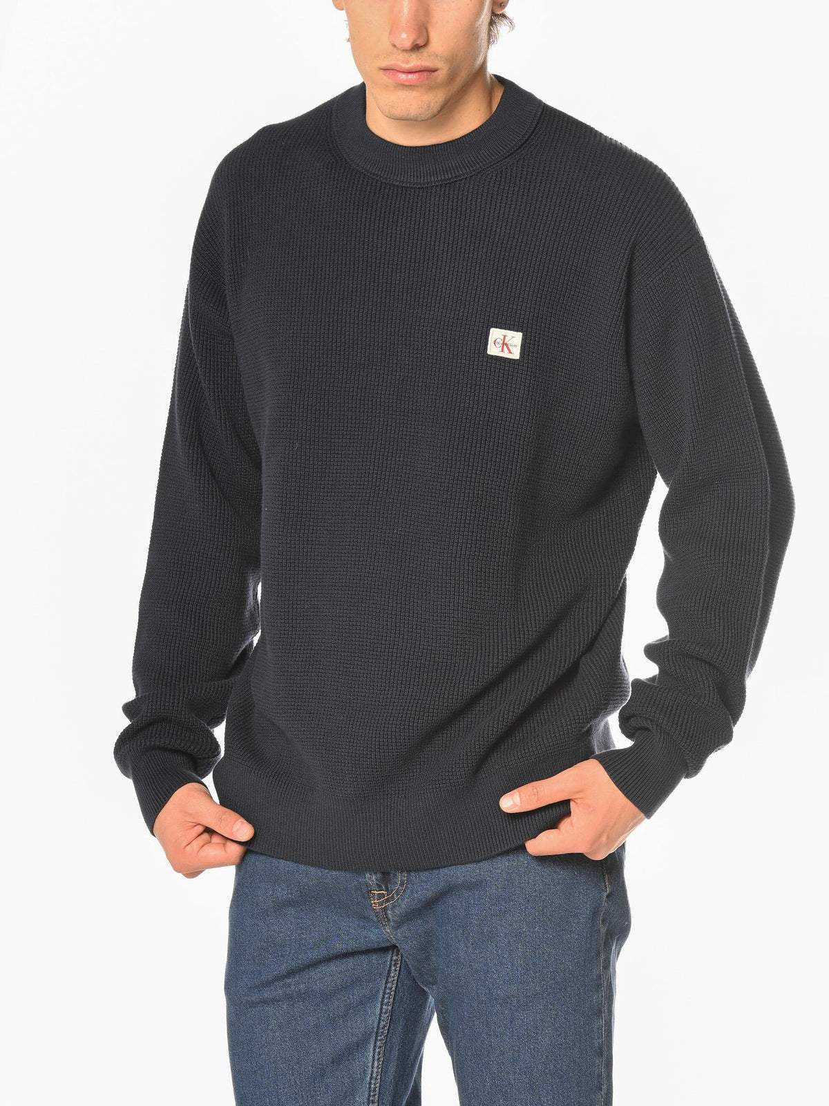 Maglia Calvin Klein Blu Waffle LV04RD313G CEF CALVIN KLEIN 