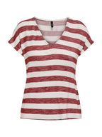 T-shirt Only Bianco Bordeaux Lira a righe 15252103 /Spiced Apple ONLY 