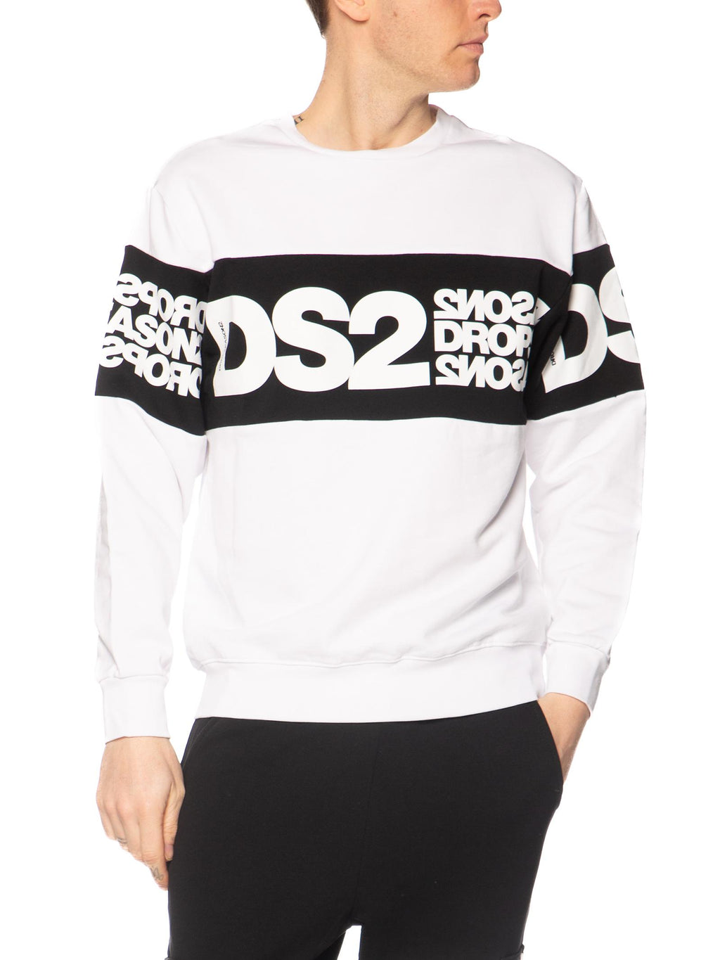 Felpa DS2 Bianco Banda girocollo SS26212 BIANCO DS2 