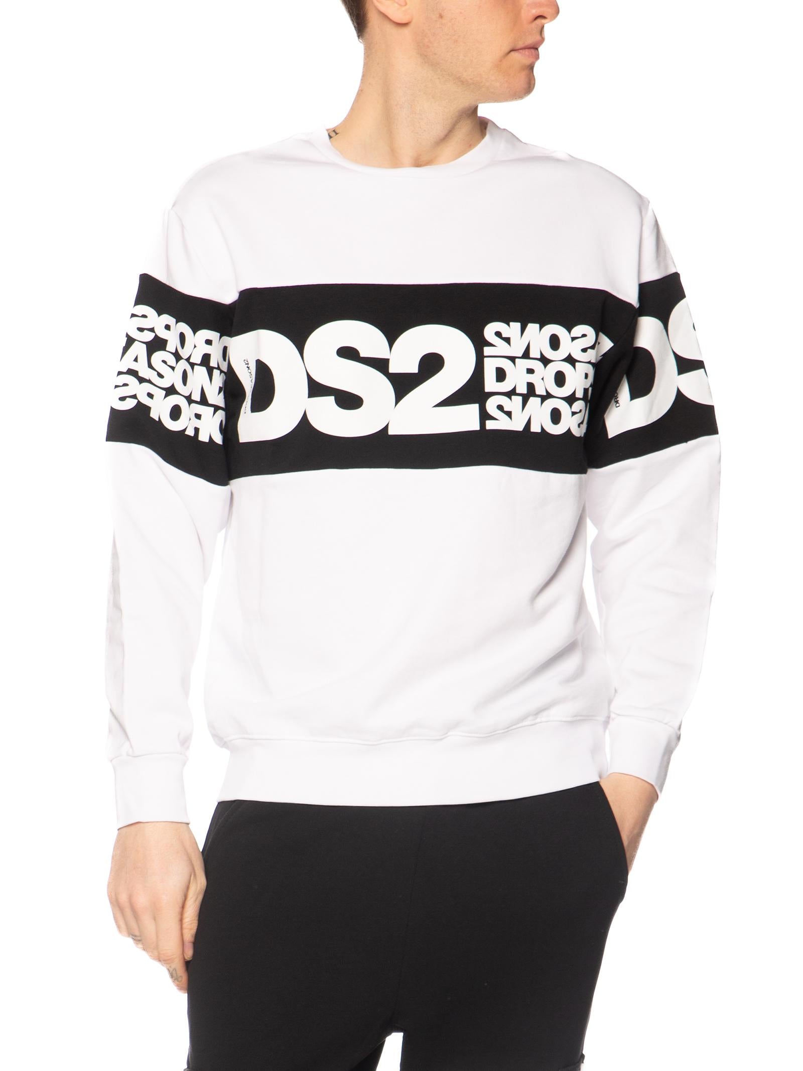 Felpa DS2 Bianco Banda girocollo SS26212 BIANCO DS2 