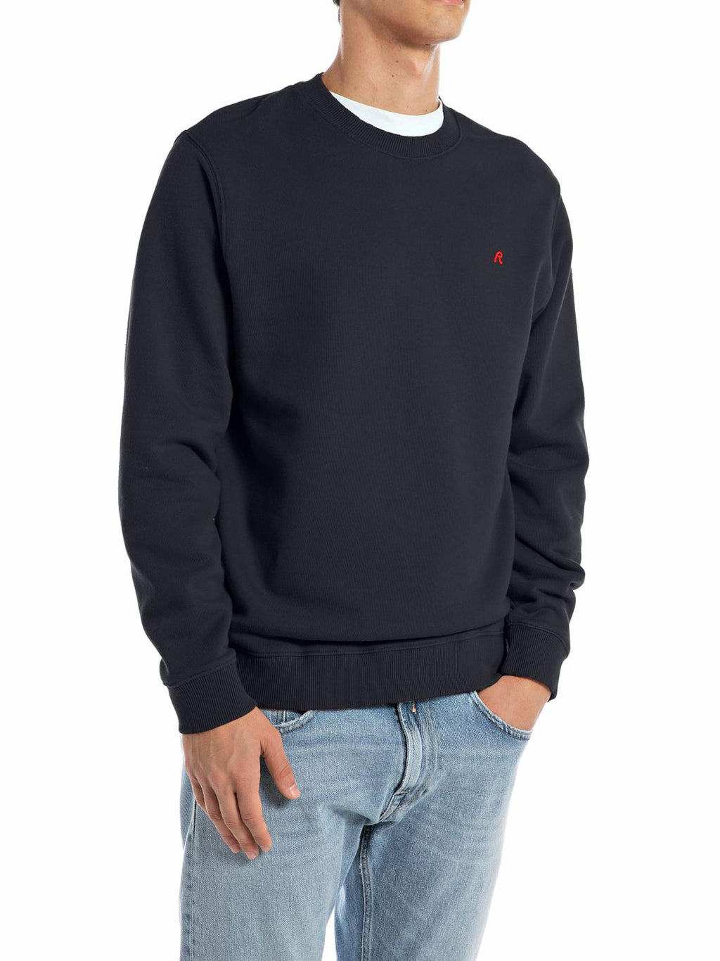 Felpa Replay Blu logo piccolo M3106 970 REPLAY 