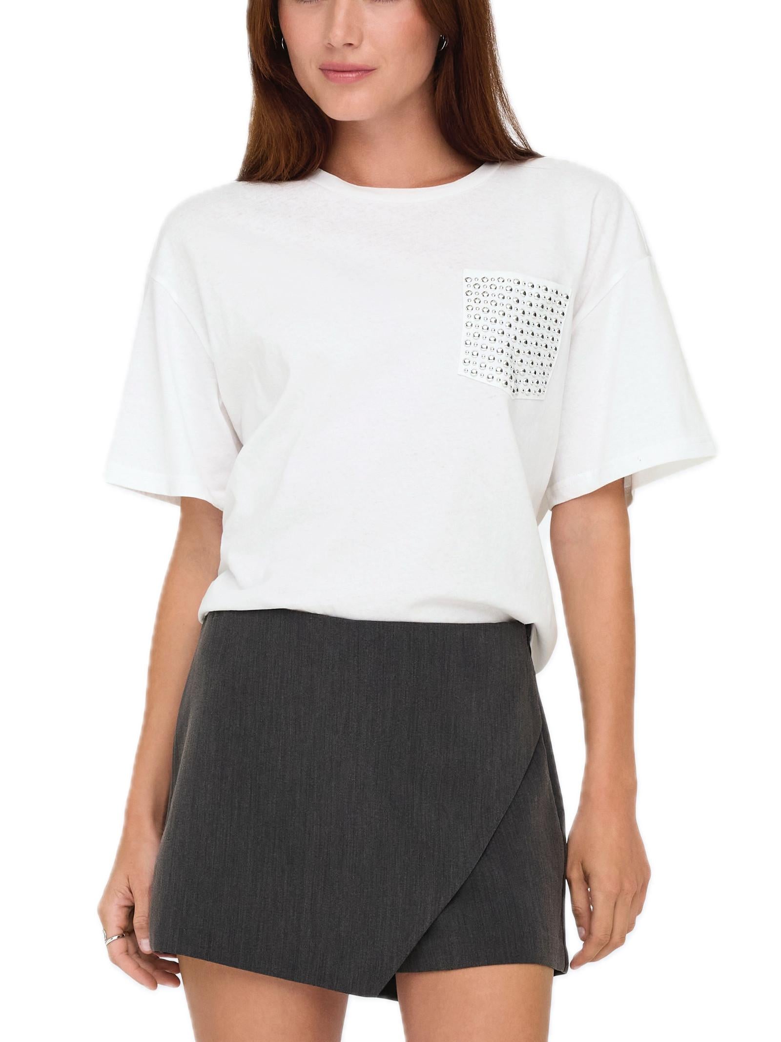 T-shirt Only Bianco Terza Cropped 15343834 /Bright White ONLY 