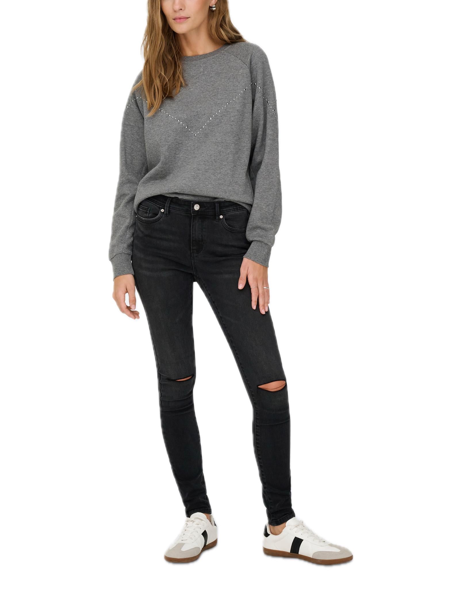 Felpa Jacqueline De Yong Grigio girocollo 15352914 /Medium Grey Melange JDY 
