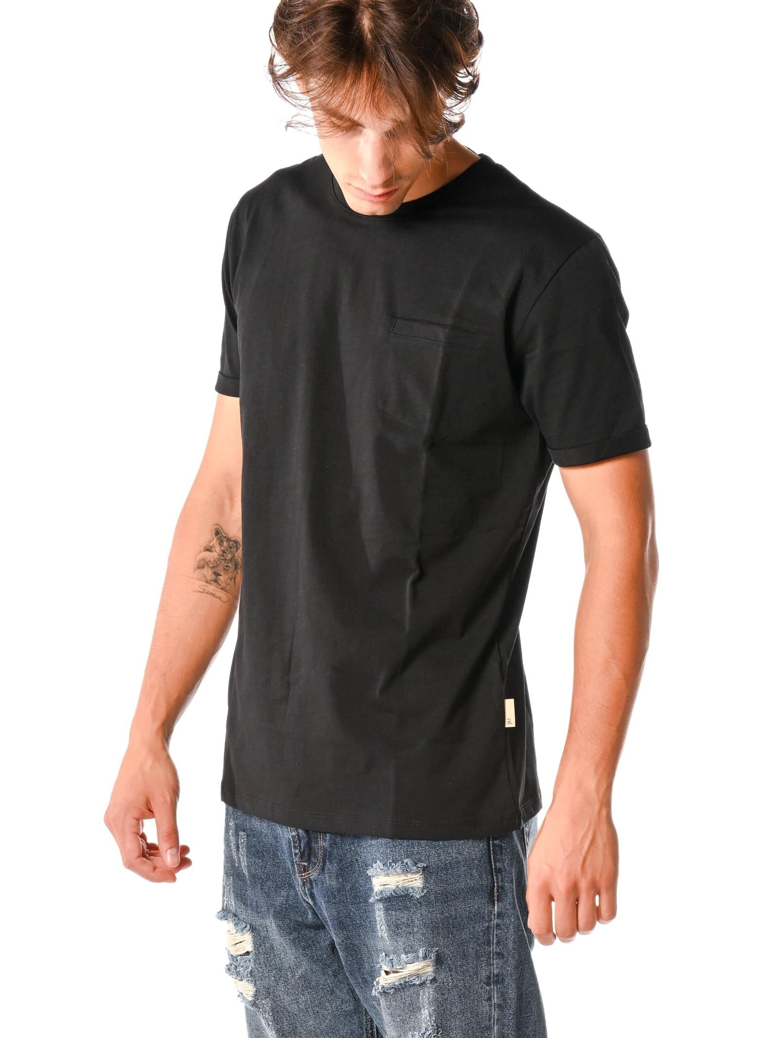 T-Shirt Gianni Lupo Uomo Nero girocollo con taschino GL1079F NERO GIANNI LUPO 