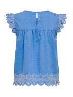 T-shirt Only Azzurro Tulum sangallo 15367431 /Blue Bonnet ONLY 
