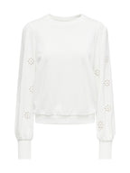 Felpa Only Femme Bianco con ricamo 15315687 /Cloud Dancer ONLY 