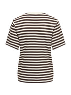 T-shirt Only Livina Bianco Marrone a maniche corte a righe 15359677 /Coffee Bean ONLY 
