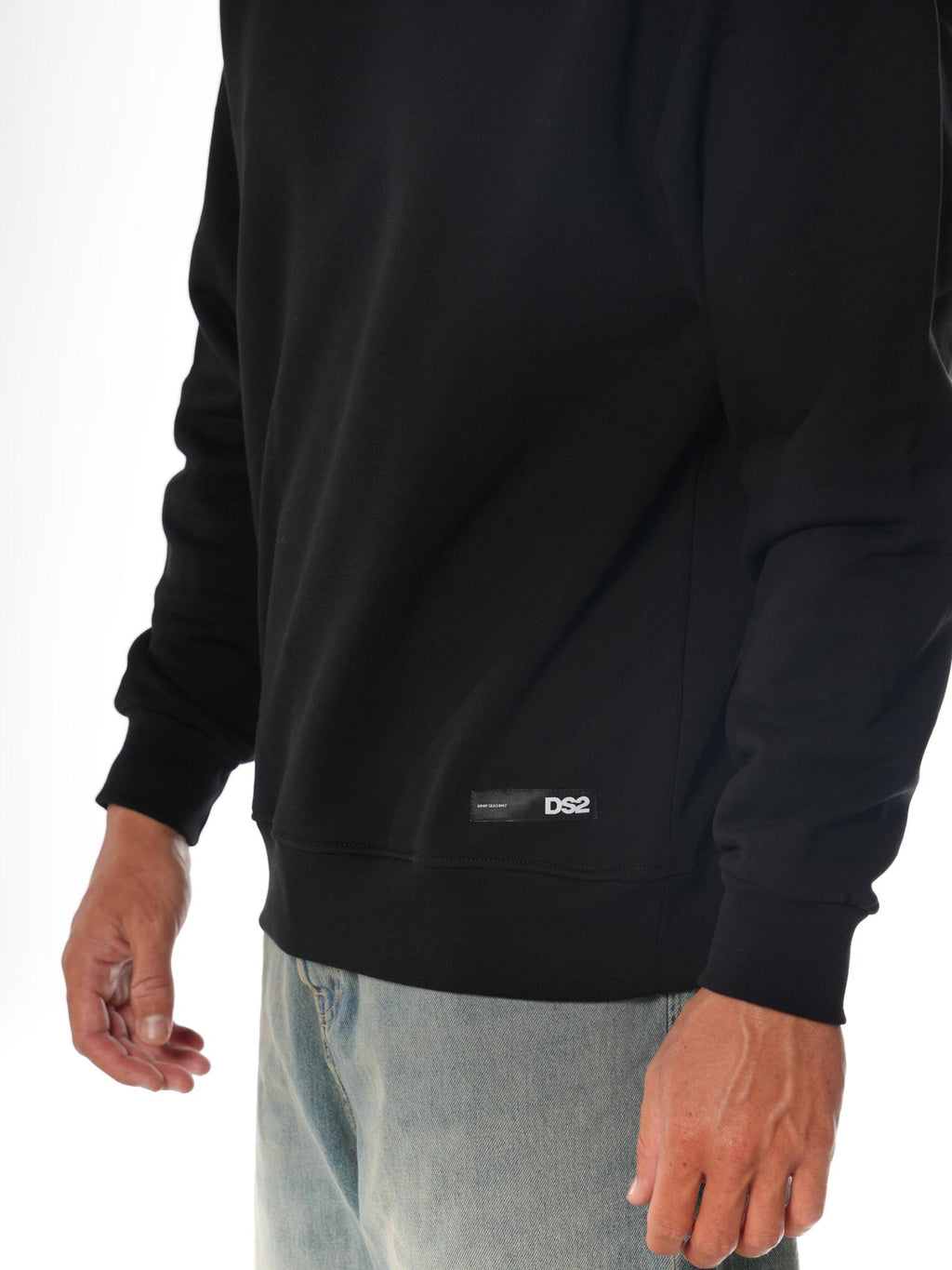 Felpa DS2 Nero girocollo stampata FW25223 NERO DS2 