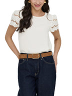 T-shirt JDY Hannah Bianco ricamo 15312609 /Cloud Dancer JDY 