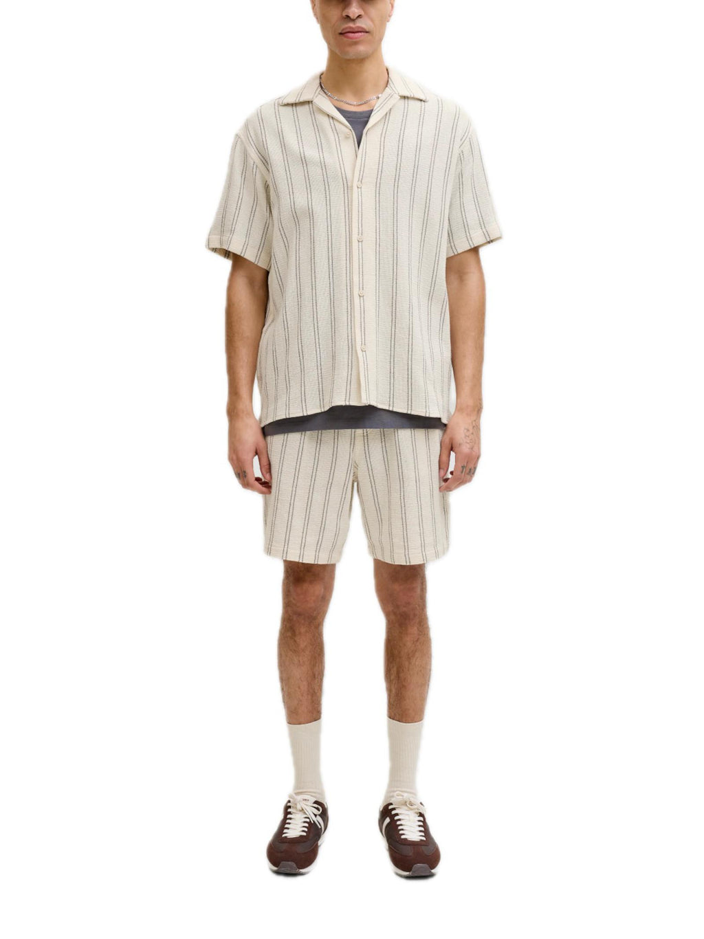 Camicia Jack & Jones Panna Coba a righe 12271060 /Antique White JACK & JONES 