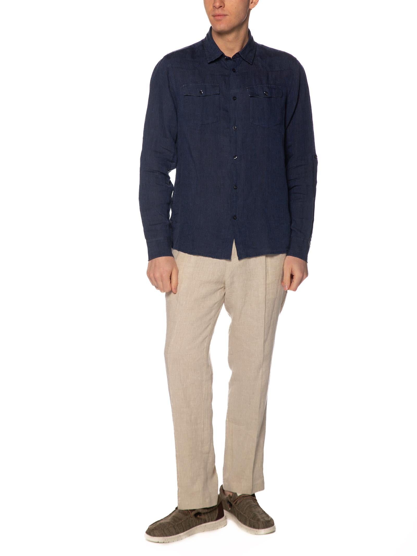 Camicia Seinse Blu in lino western CE1096 BLU SEINSE 