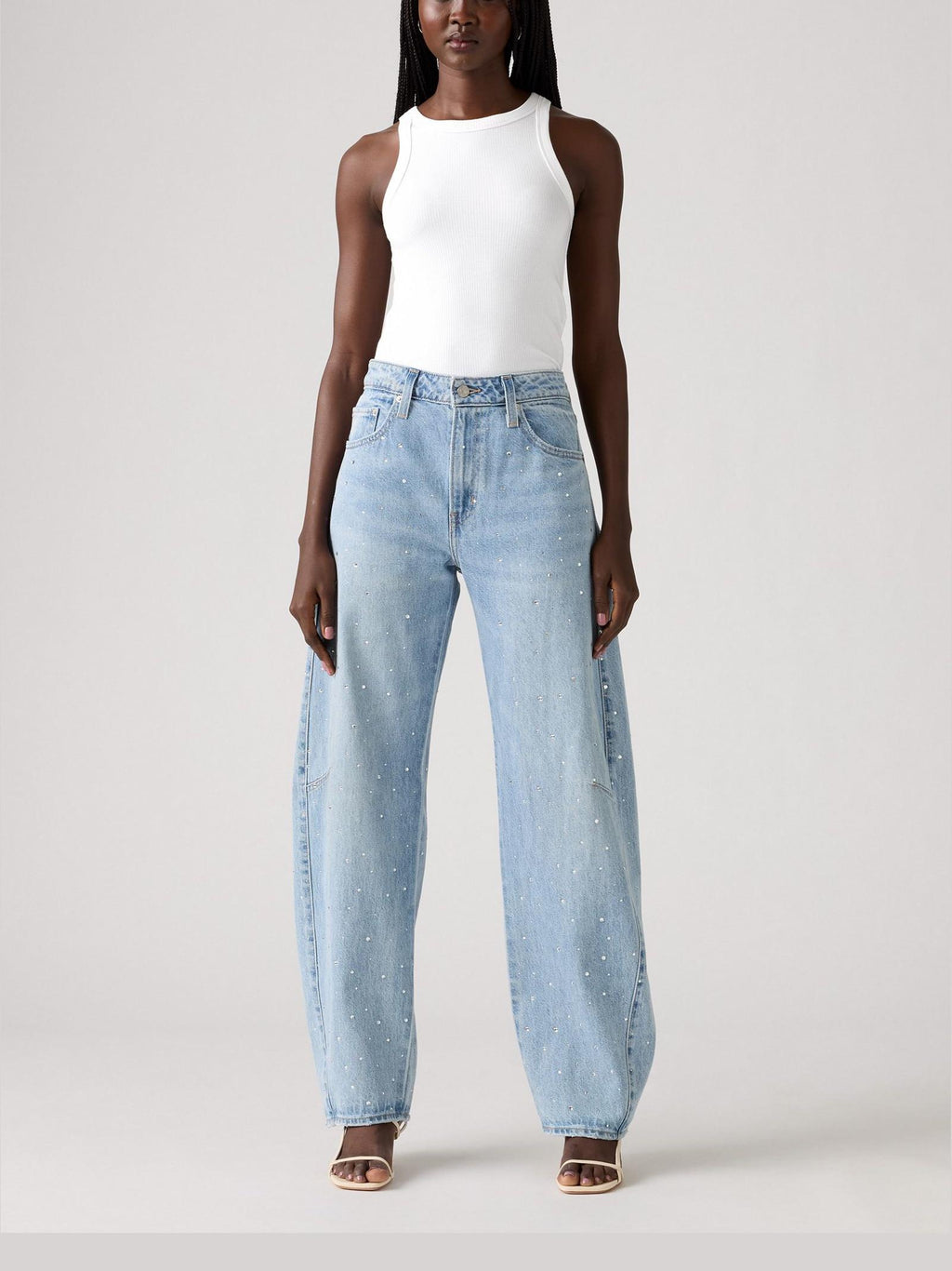 Jeans Levi's®  Barrel  Light Blue Denim baggy con strass 0039A0007 Med Indigo - Worn In LEVI'S® 