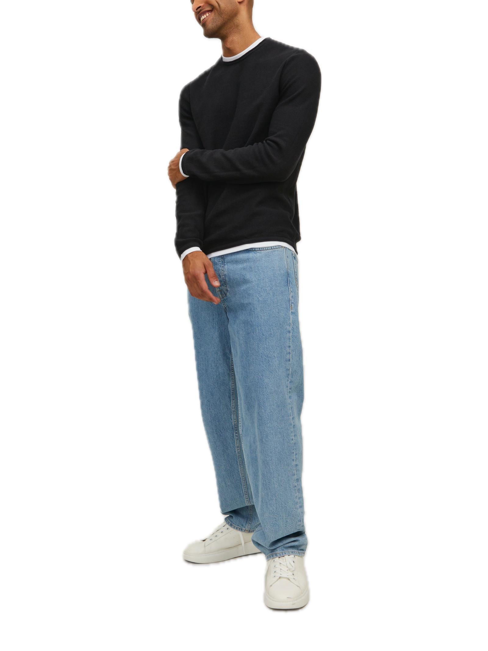 Maglia Jack & Jones Winn Nero girocollo con texture 12227443 /Black JACK & JONES 