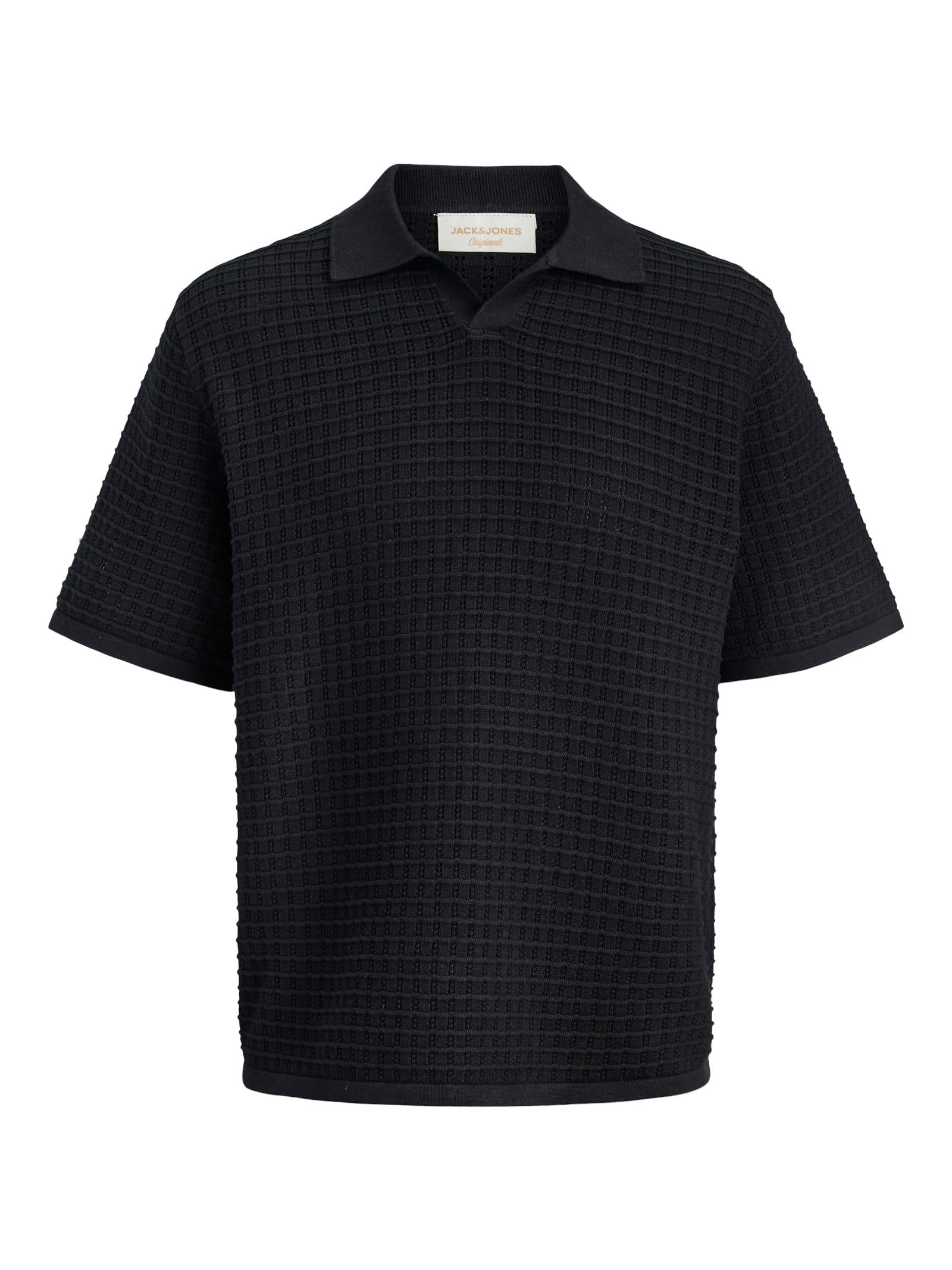 Polo Jack & Jones Nero Tucket collo aperto 12291422 /Black JACK & JONES 