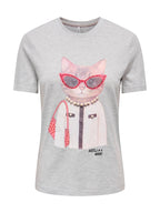 T-shirt Only Baria Grigia con stampa frontale 15353246 /Light Grey Melange ONLY 
