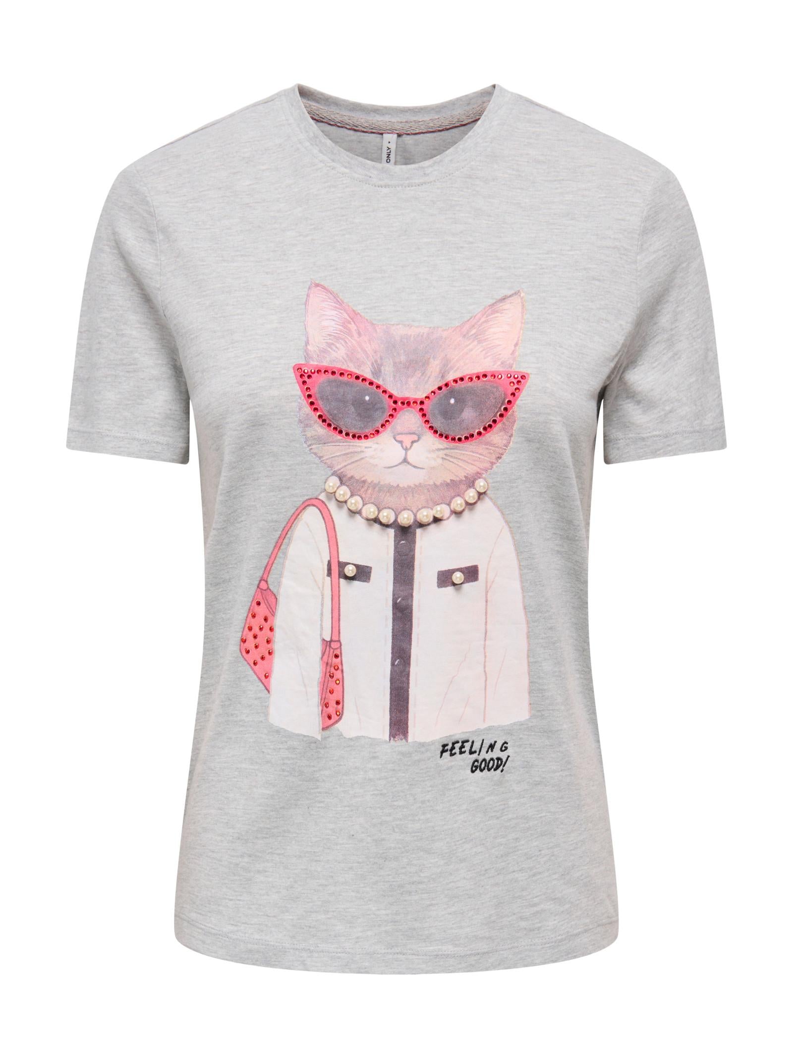 T-shirt Only Baria Grigia con stampa frontale 15353246 /Light Grey Melange ONLY 