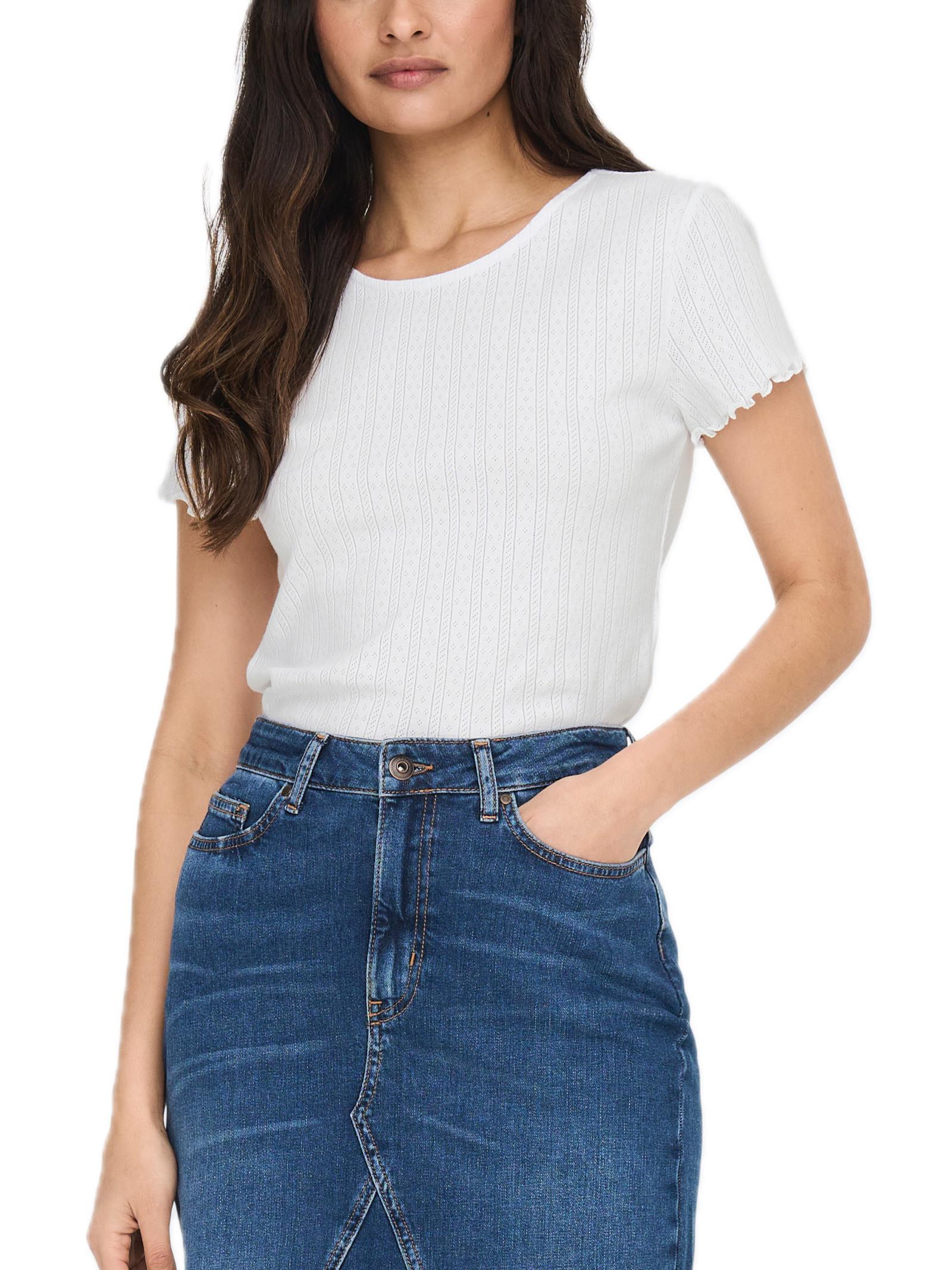 T-shirt Only Carlotta Bianco con volant 15256154 /White ONLY 